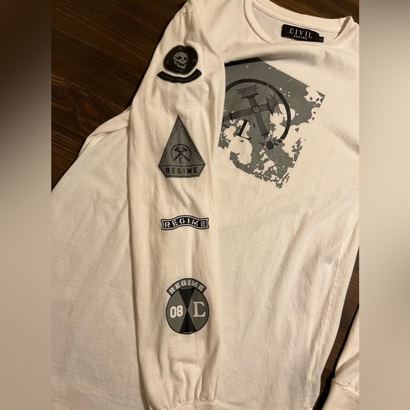 Civil Regime World Tour Long Sleeve Shirt Medium White Double Sided Graphic - Picture 8 of 13